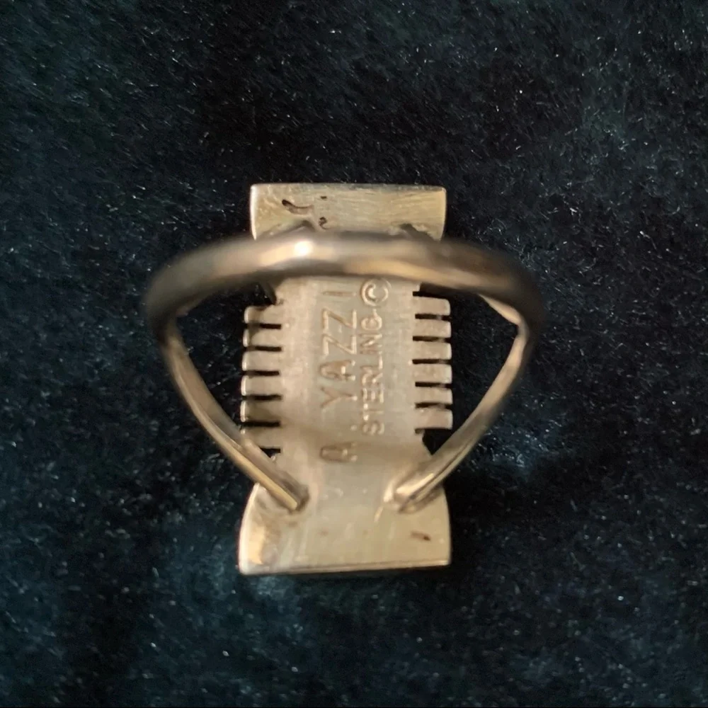 Vintage A Yazzie Navajo Onyx Sterling Silver Ring